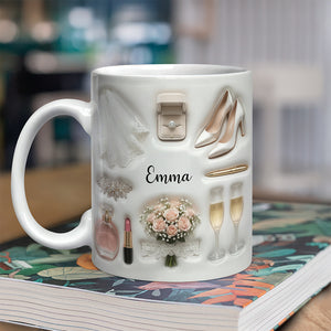 Personalized Wedding Bride & Groom 3D Inflated Effect Printed Mug Gift for Bride, Groom, Newlywed Couple TH10 170581