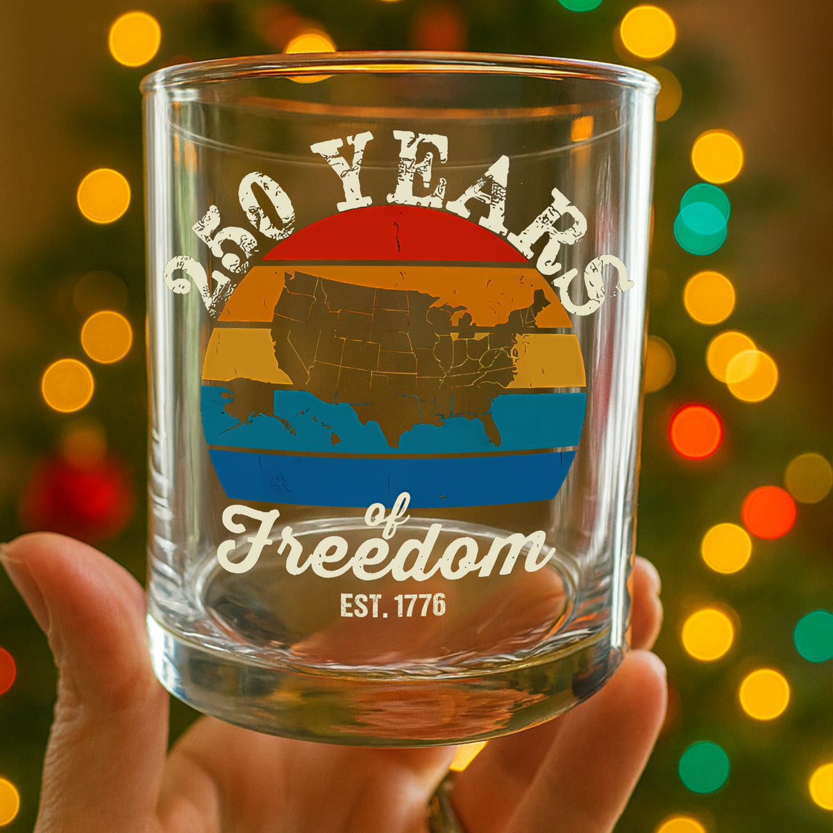 Custom Dog Photo 250 Years of Freedom EST. 1776 Whiskey Glass LM32 895325