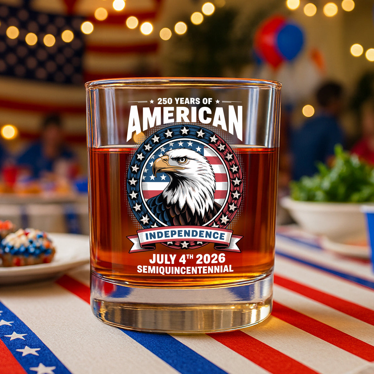 250 Years of America Anniversary Independence Day 2026 Whiskey Glass CH07 896756