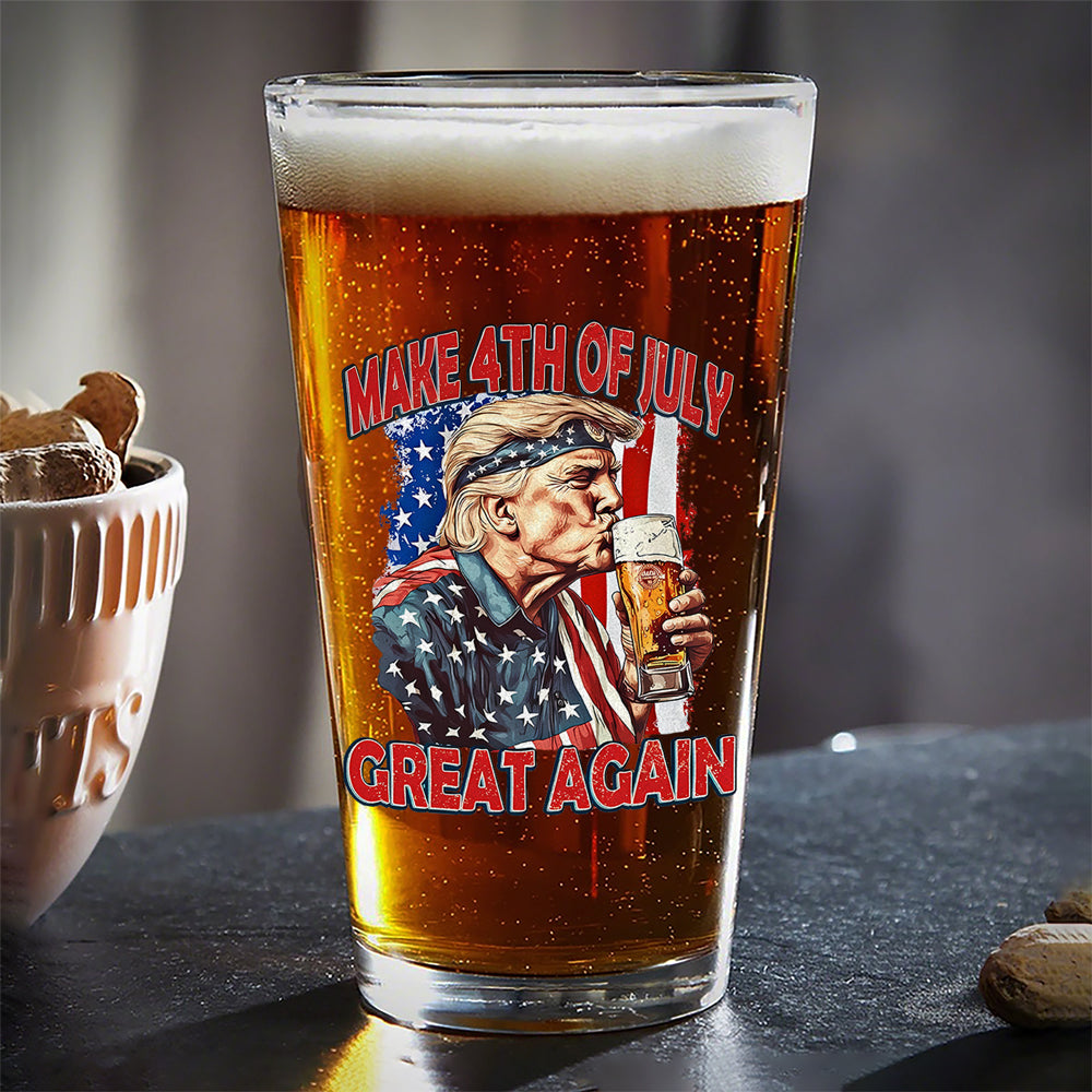 Cheers With Trump This 4th Of July Great Again Print Beer Glass LM32 65389