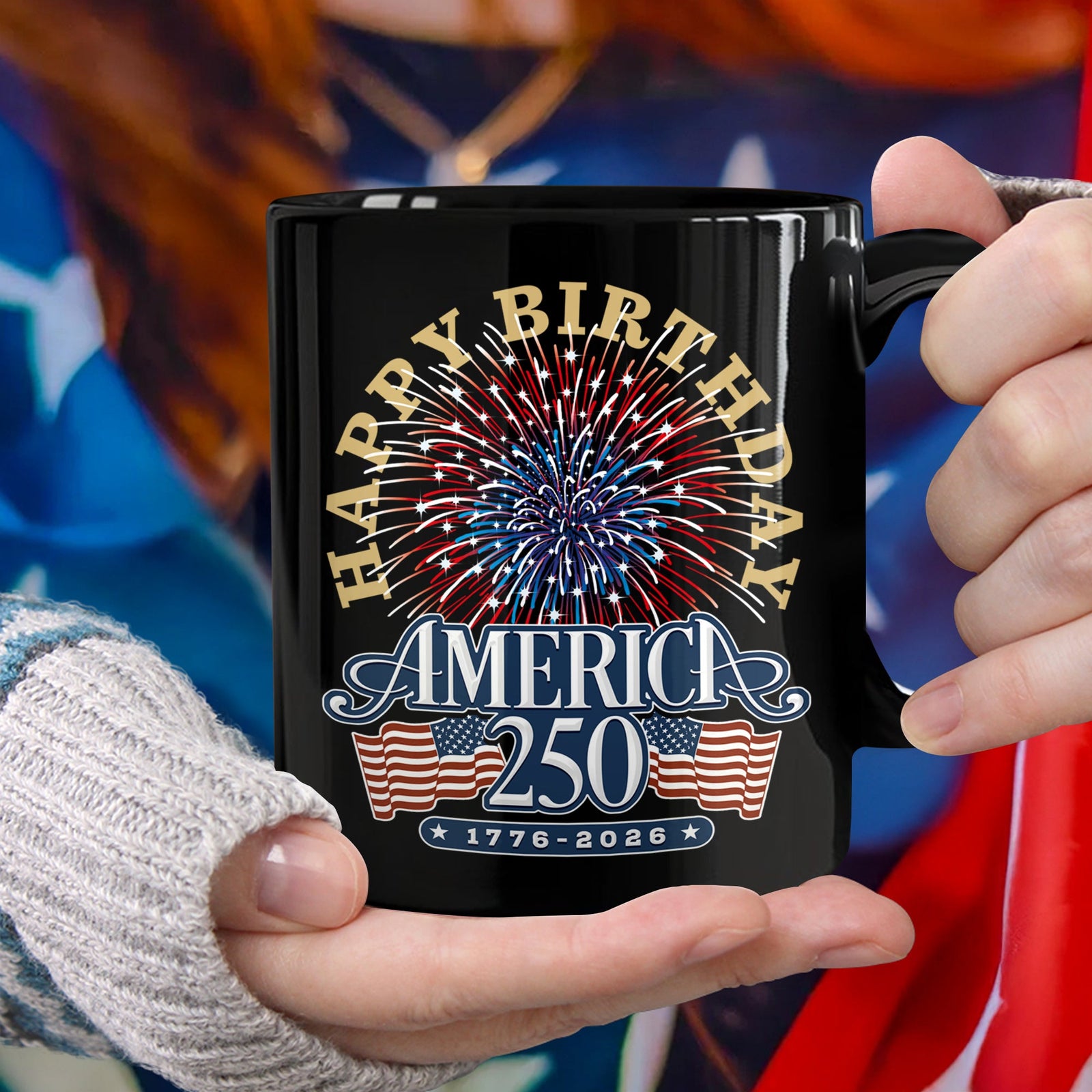 America 250 Semiquincentennial Fireworks Celebration Black Mug HO82 894606