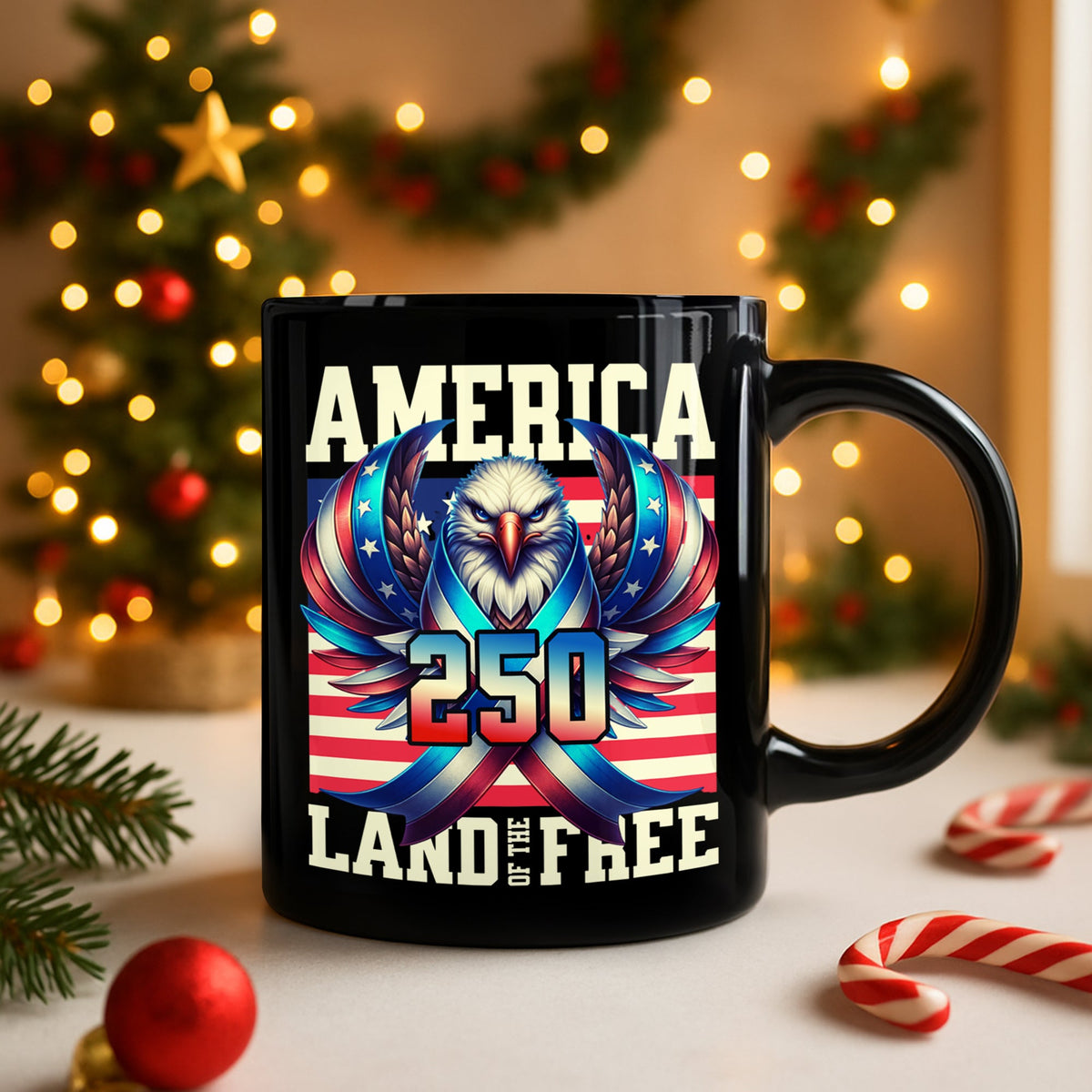 America 250 USA Freedom Liberty Black Mug HA75 897292