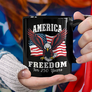 America 250 Years of Freedom Patriotic Eagle Flag Black Mug HA75 897336