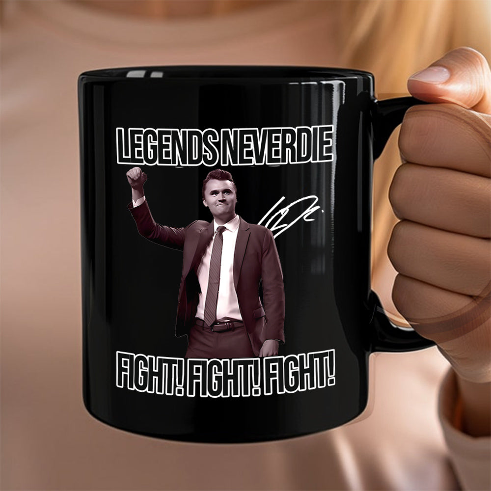 Charlie Kirk Legend Never Dies Vintage Style Black Mug HO82 65878