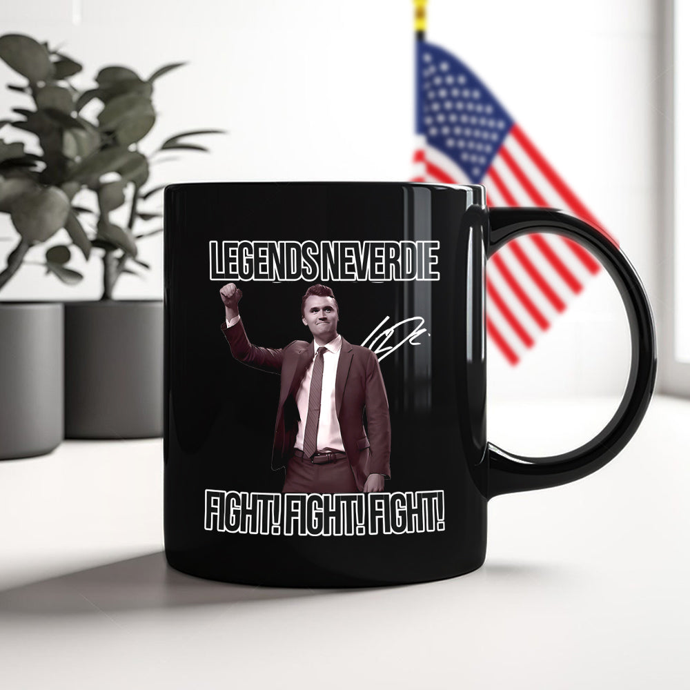 Charlie Kirk Legend Never Dies Vintage Style Black Mug HO82 65878