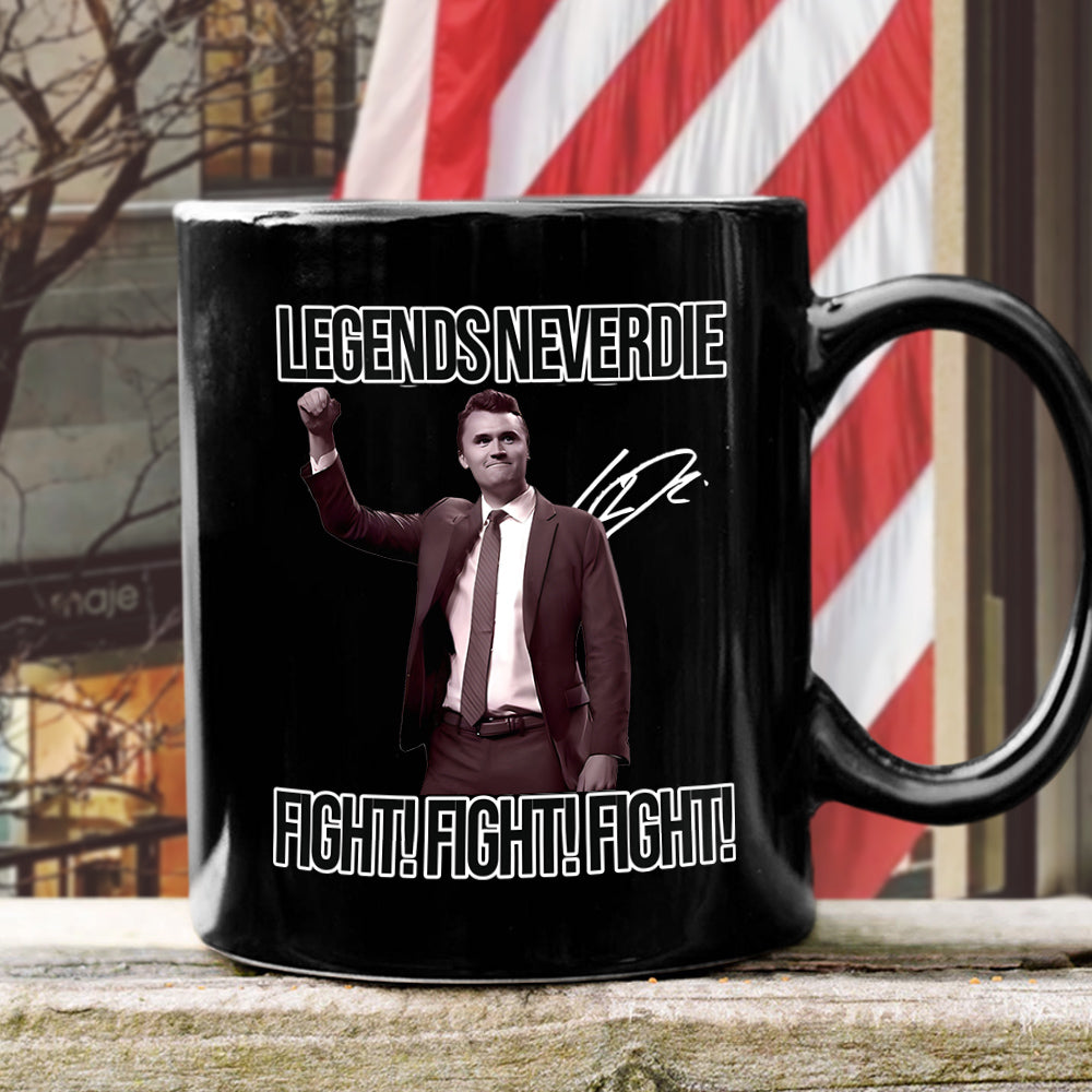 Charlie Kirk Legend Never Dies Vintage Style Black Mug HO82 65878