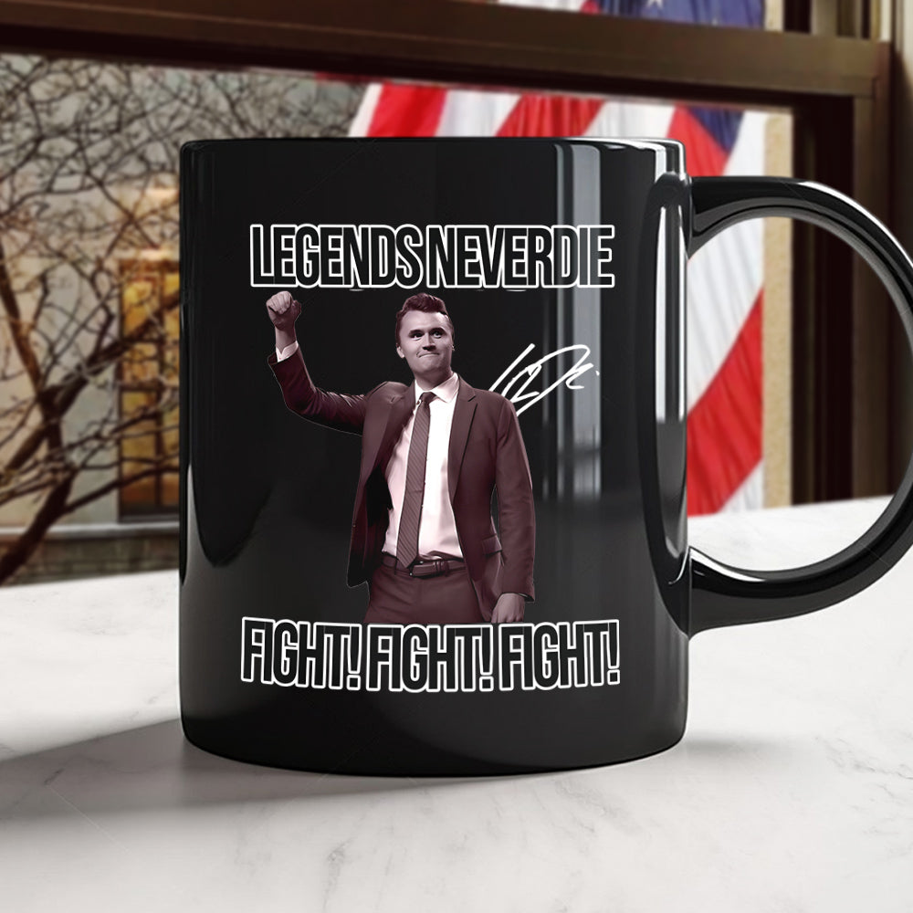 Charlie Kirk Legend Never Dies Vintage Style Black Mug HO82 65878