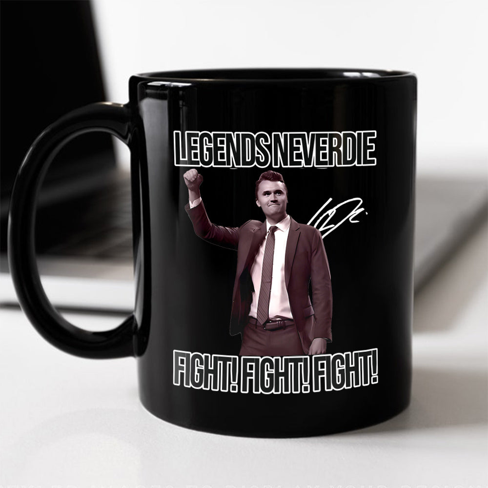 Charlie Kirk Legend Never Dies Vintage Style Black Mug HO82 65878