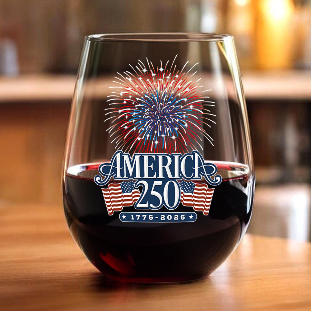 America 250 Firework Wine Glass TH10 894645