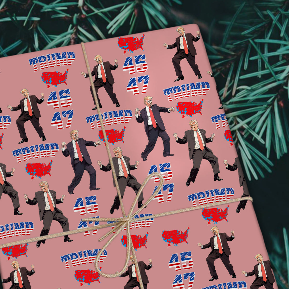 Trump 45 47 US Presidential Election 2024 Map Wrapping Paper For Chritsmas Gift HA75 67060