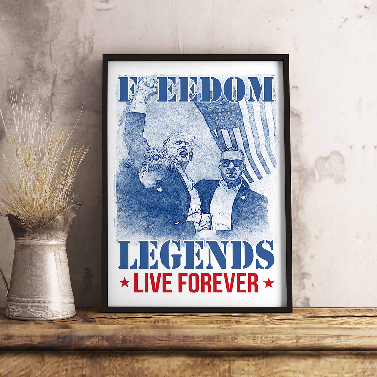 Freedom Legends Live Forever Trump 2024 Picture Frame Canvas Poster HO82 63108