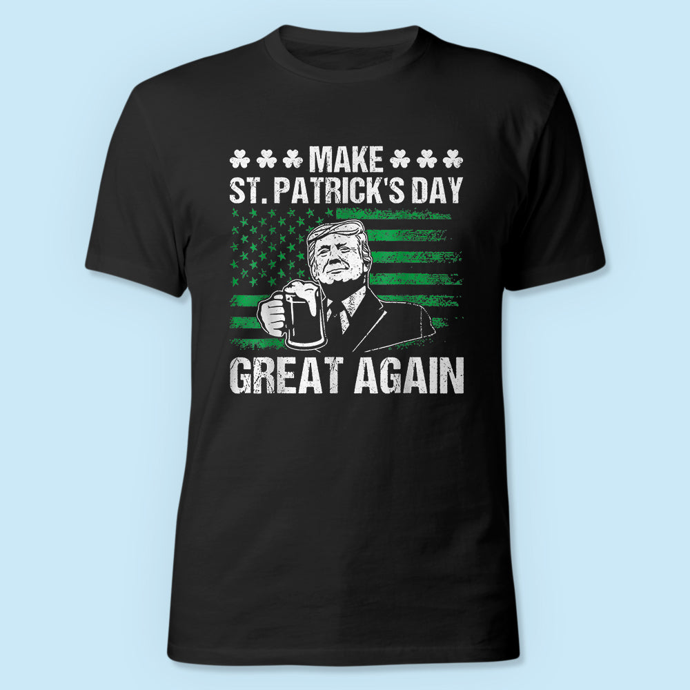 Make St Patrick's Day Great Again Funny Trump Beer Drinking Dark Shirt HO82 65624