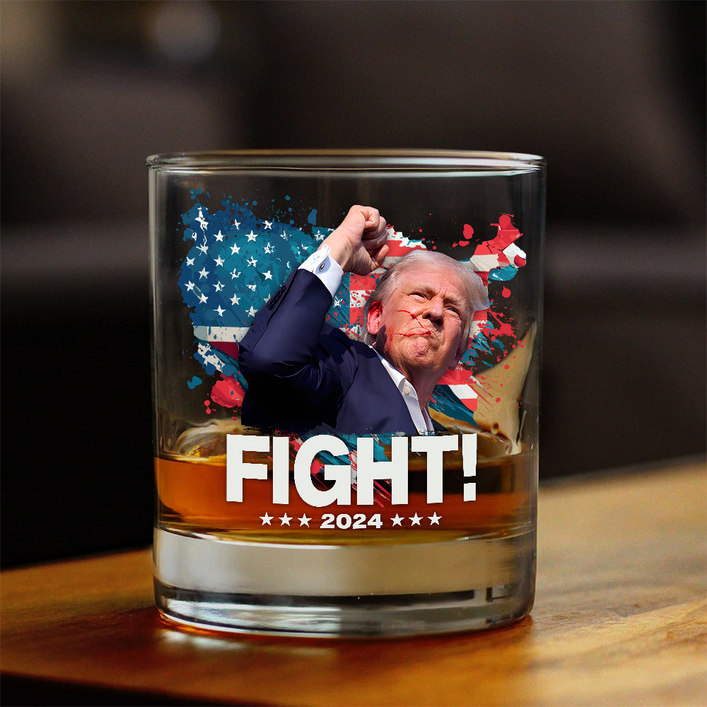 Trump Fight For America Print Rock Glass HA75 63078