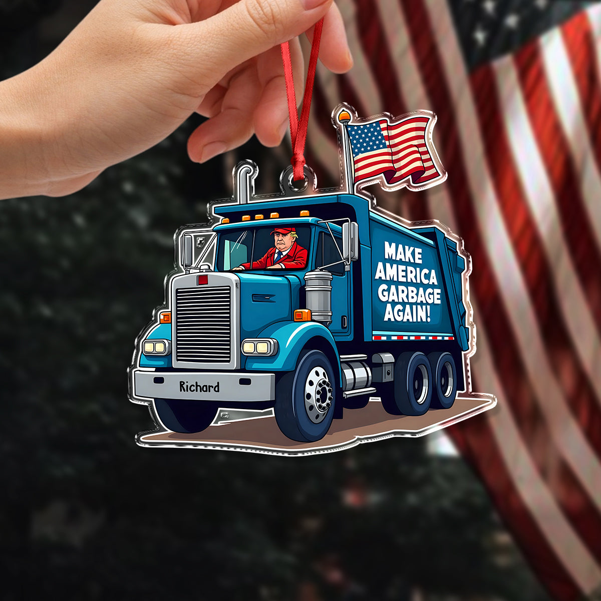 Trump Garbage Truck MAGA 2024 Acrylic Ornament HO82 65362