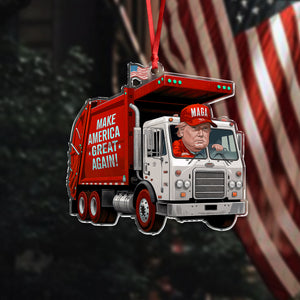 Trump Garbage Truck Make America Great Again Acrylic Ornament HO82