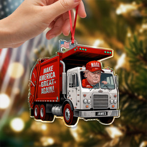 Trump Garbage Truck Make America Great Again Acrylic Ornament HO82 65360