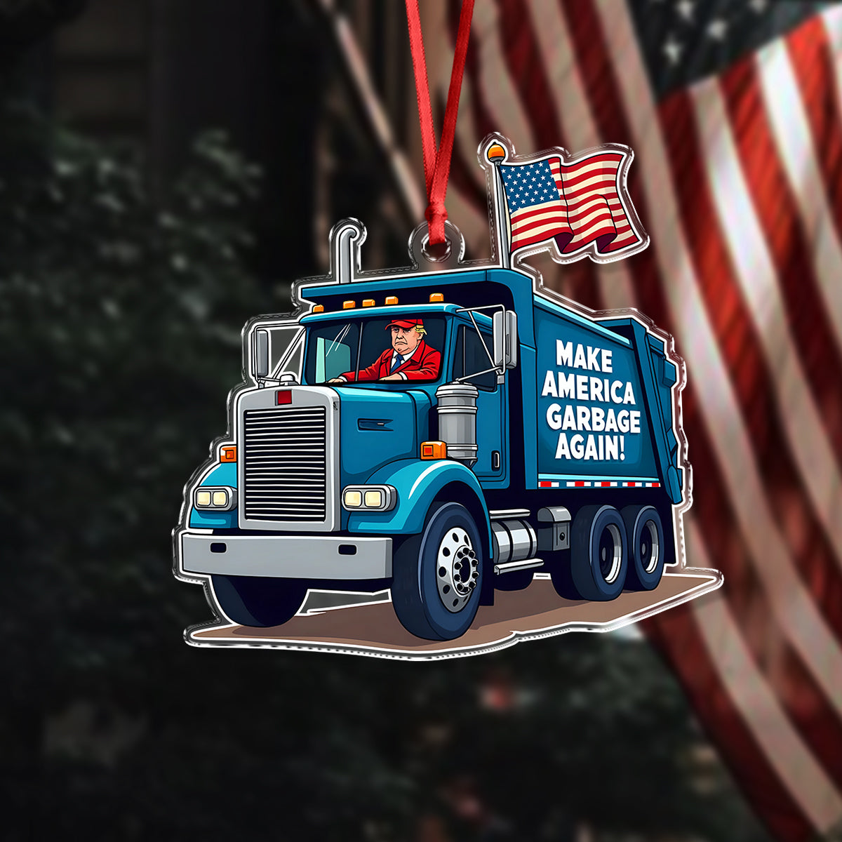 Trump Garbage Truck MAGA 2024 Acrylic Ornament HO82 65362