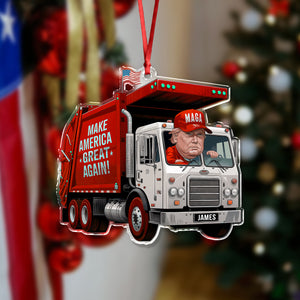 Custom Name Trump Garbage Truck Make America Great Again Acrylic Ornament HO82 65360