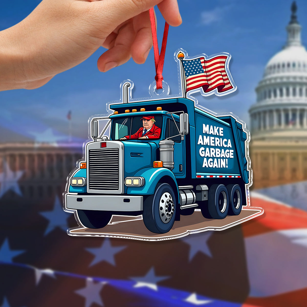 Trump Garbage Truck MAGA 2024 Acrylic Ornament HO82 65362