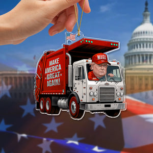 Trump Garbage Truck Make America Great Again Acrylic Ornament HO82