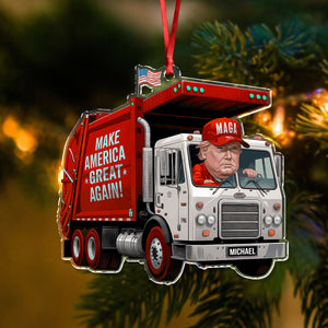 Trump Garbage Truck Make America Great Again Acrylic Ornament HO82 65360