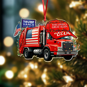 Trump Vance MAGA 2024 Garbage Truck Acrylic Ornament HO82 65330