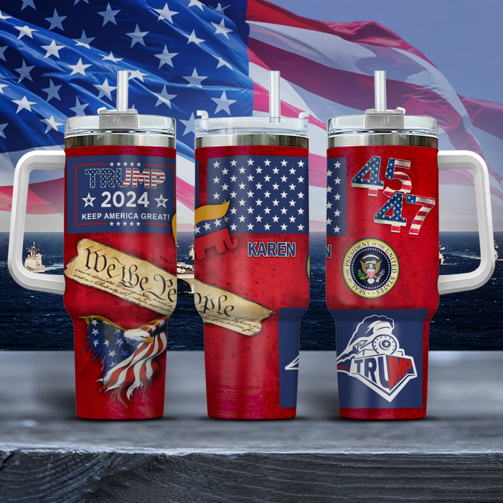 All Aboard The Trump Train MAGA 2024 Tumbler Iron Ring 40oz TH10 N304 62841