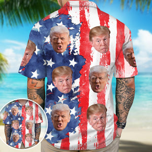 Custom Trump Face Photo With Us Flag Hawaii Shirt TA29 62487