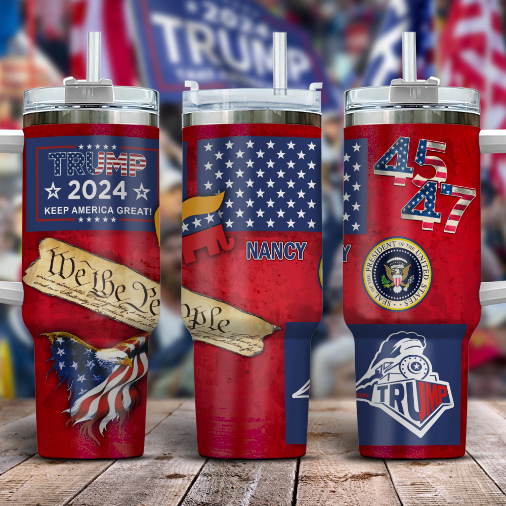 All Aboard The Trump Train MAGA 2024 Tumbler Iron Ring 40oz TH10 N304 62841