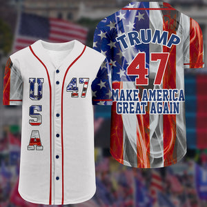 Donald Trump 45 Pro Trump Smoke American Flag Baseball Jersey Shirt TH10 62979