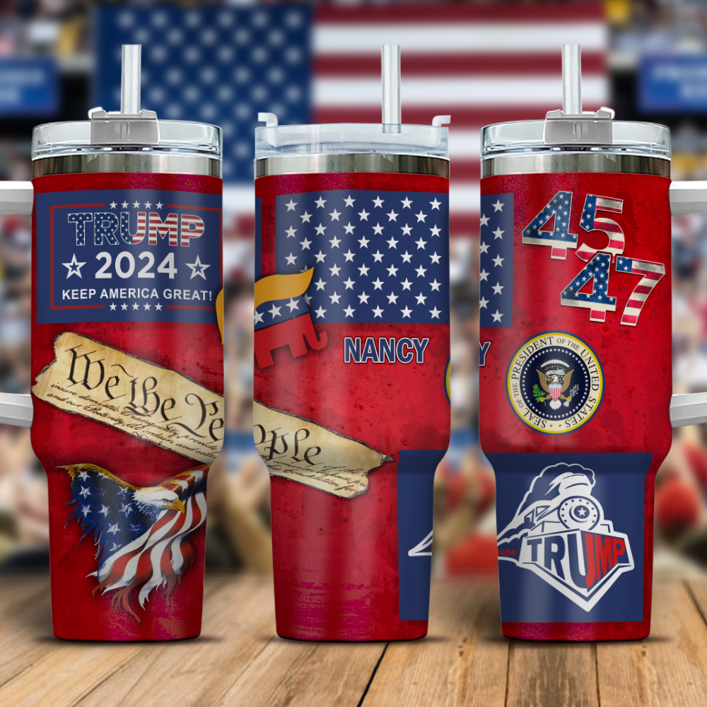 All Aboard The Trump Train MAGA 2024 Tumbler Iron Ring 40oz TH10 N304 62841
