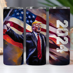 Trump With America Flag Skinny Tumbler TH10 62983