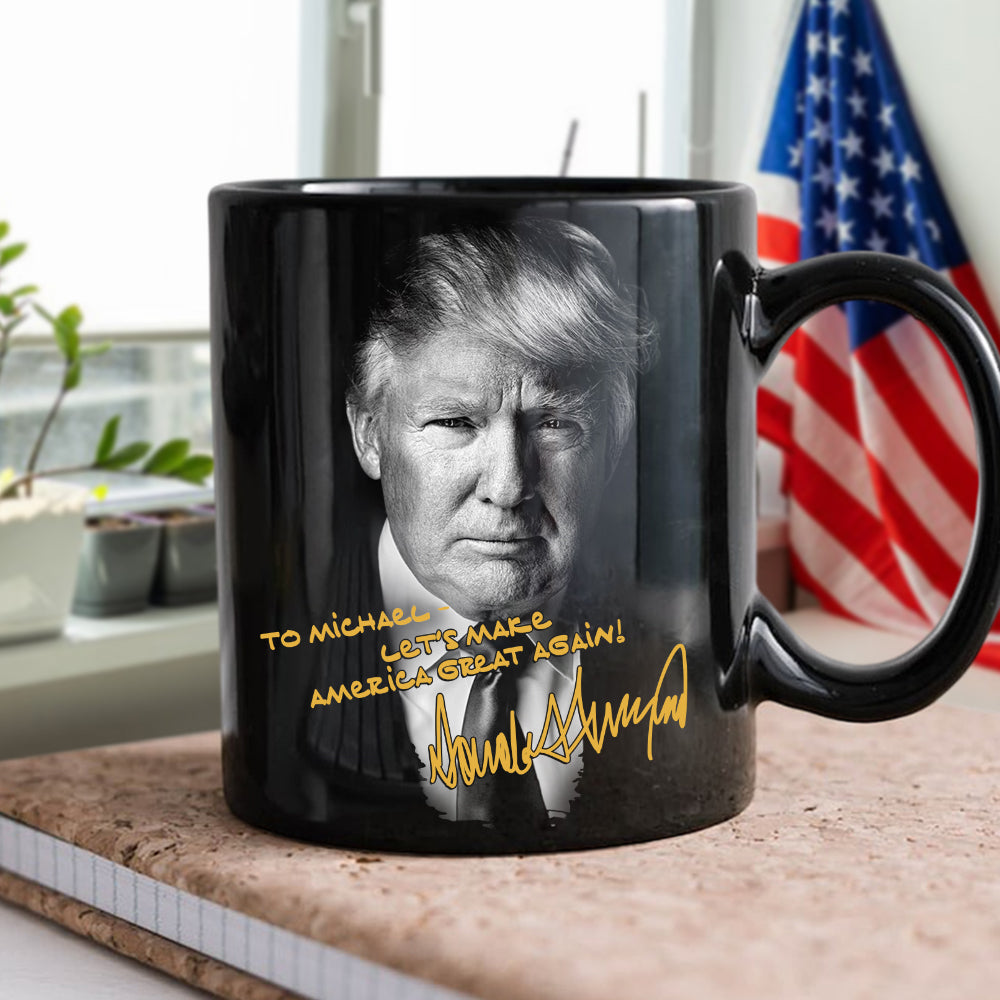 President Donald Trump Autographed Mug | Donald Trump Homage Mug | Donald Trump Fan Black Mug C922 - GOP