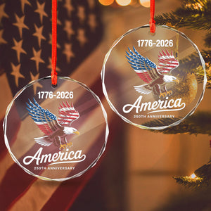 Celebrate 250 Years of America USA Anniversary 1776-2026 Glass Ornament HO82 894522