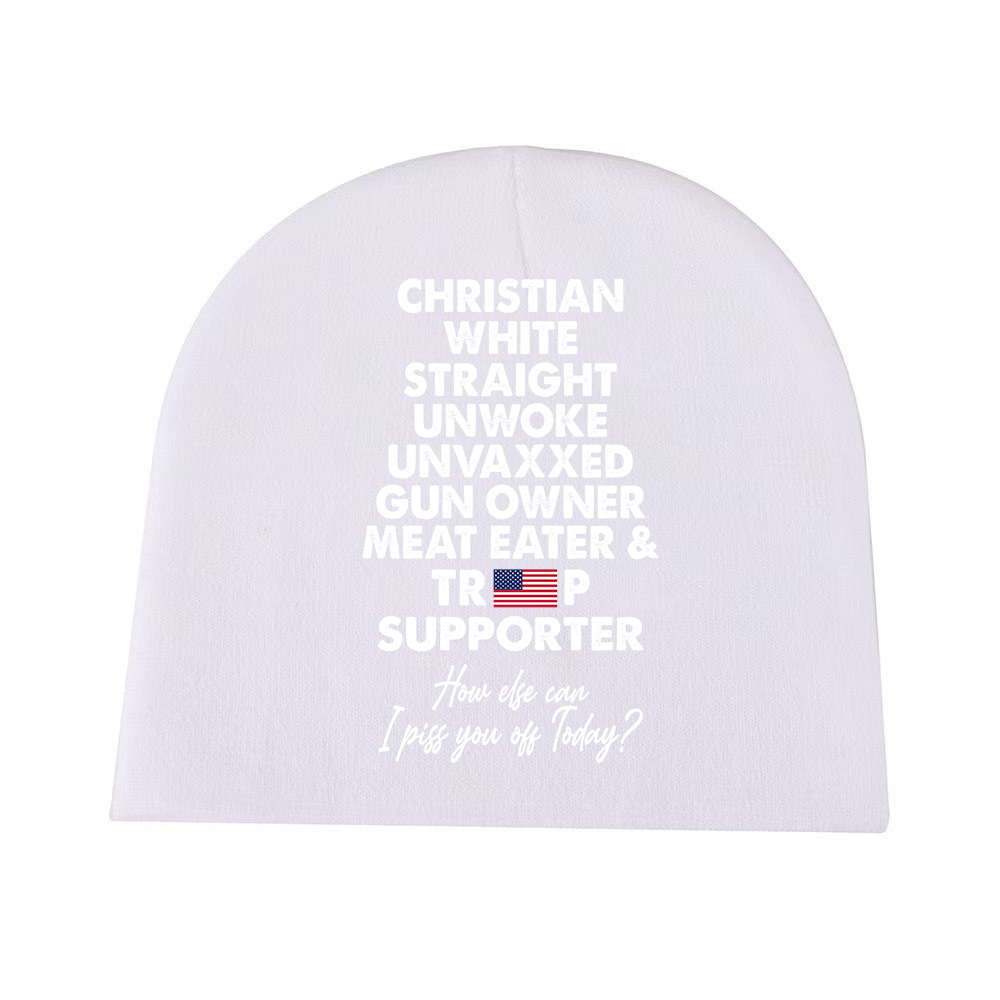 Trump Supporter Christian White Straight Un**ke Un**xxed Short Beanie Hat TH10 63327